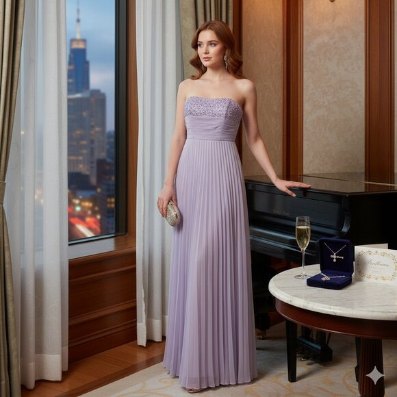 Small Beaded Formal Chiffon Dress Tiered Pleated Big Bow 3 Layers Lined Scarf - Picture 1 of 12